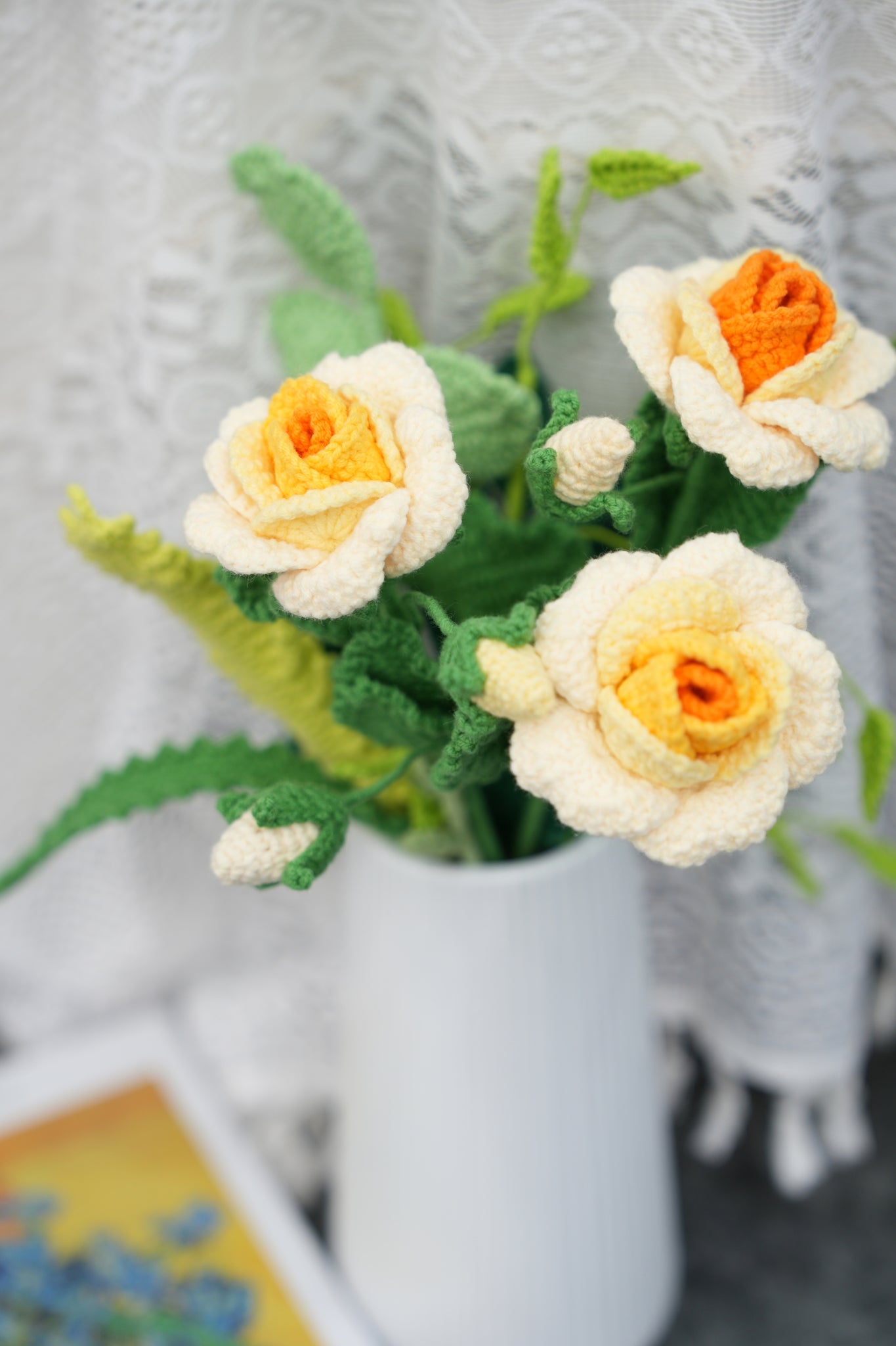 月季花钩针图解